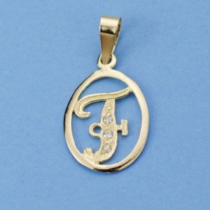 18K COLGANTE LETRA F CON CIRCONITAS