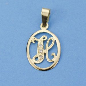 18K COLGANTE LETRA H CON CIRCONITAS