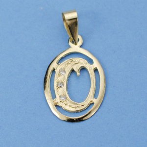 18K COLGANTE LETRA O CON CIRCONITAS