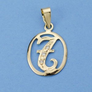 18K COLGANTE LETRA T CON CIRCONITAS