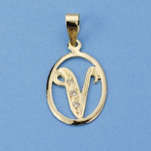 18K COLGANTE LETRA V CON CIRCONITAS