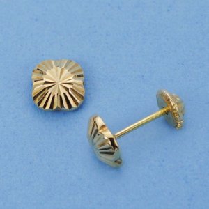 18K PENDIENTES ORO AMARILLO FLOR TALLADAS. 6X6 MM