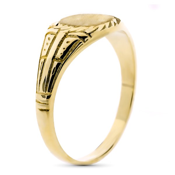 18K SELLO ORO AMARILLO MACIZO TALLADO ZONA GRABADO REDONDA 7 MM - Imagen 2