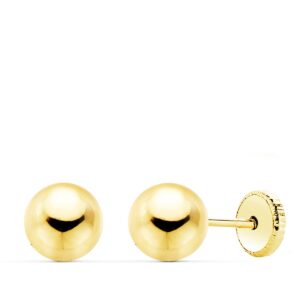 9K PENDIENTES ORO AMARILLO BOLAS LISAS 6 MM