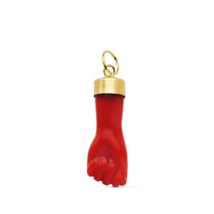 18K COLGANTE HIGA MANO ROJA 19X8 MM