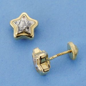 18K PENDIENTES ORO AMARILLO ESTRELLA 7X7 MM