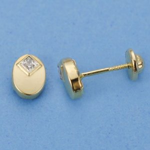 18K PENDIENTES ORO AMARILLO OVAL CIRCONITAS 7X5 MM