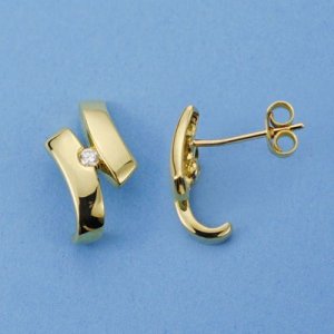 18K PENDIENTES CIRCONITAS. 15 X 13 MM.