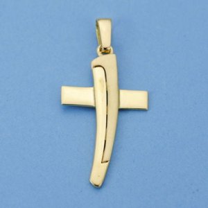 18K CRUZ MATE Y BRILLO 40 X 22 MM
