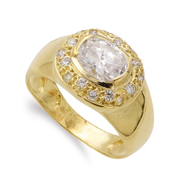 18K SORTIJA ORO AMARILLO PIEDRA BLANCA CIRCONITAS