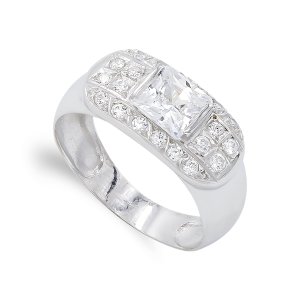 18K SORTIJA ORO BLANCO PIEDRA Y CIRCONITAS
