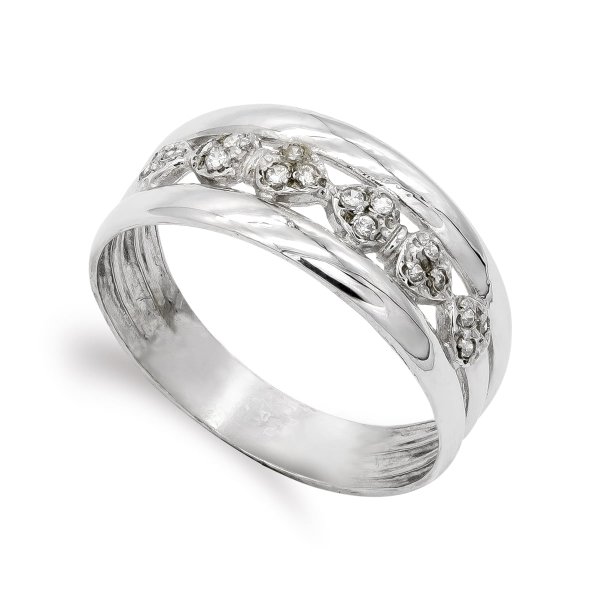 18K SORTIJA ORO BLANCO Y CIRCONITAS