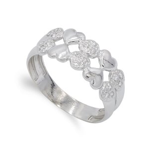 18K SORTIJA ORO BLANCO Y CIRCONITAS