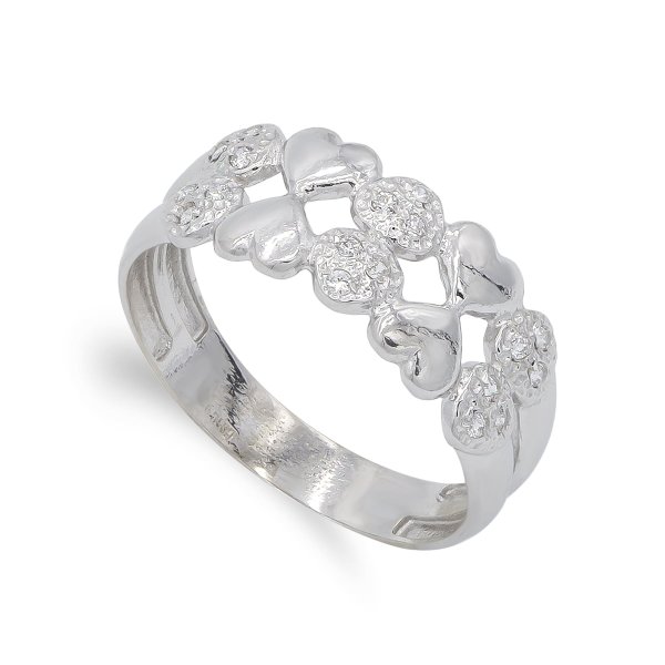 18K SORTIJA ORO BLANCO Y CIRCONITAS
