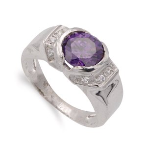 18K SORTIJA ORO BLANCO AMATISTA 8 MM