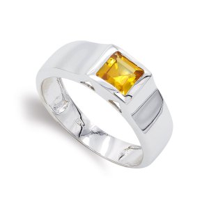 18K SORTIJA ORO BLANCO PIEDRA TOPACIO 6 MM