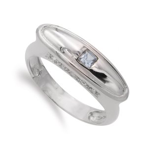 18K SORTIJA ORO BLANCO AMATISTA Y CIRCONITAS