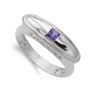 18K SORTIJA ORO BLANCO AMATISTA Y CIRCONITAS