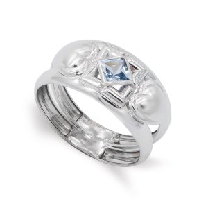 18K SORTIJA ORO BLANCO PIEDRA AGUAMARINA 3.5 MM