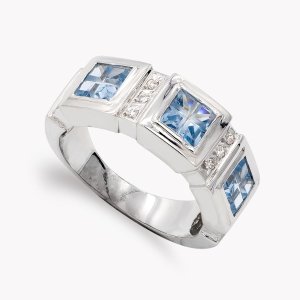 18K SORTIJA ORO BLANCO PIEDRA Y CIRCONITAS