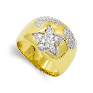 18K SORTIJA ORO AMARILLO CORAZON LUNA Y ESTRELLA CIRCONITAS