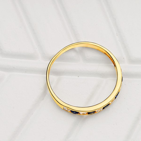 18K SORTIJA ORO AMARILLO CIRCONITAS ROSA FRANCIA ANCHO CUERPO 2.5 MM - Imagen 2