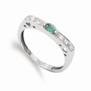 18K SORTIJA ORO BLANCO ESMERALDA 4.5X3 MM CIRCONITAS