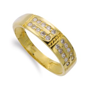 18K SORTIJA ORO AMARILLO CON CIRCONITAS ANCHO 6 MM