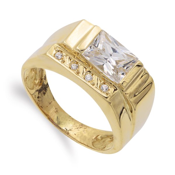 18K SORTIJA ORO AMARILLO PIEDRA BLANCA 8X6 MM CIRCONITAS