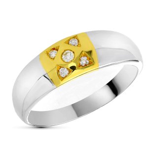 18K SORTIJA ORO BICOLOR DIAMANTES TALLA BRILLANTE 0.025  QTS.