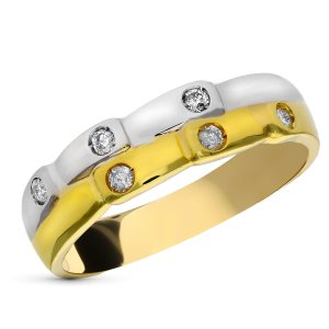18K SORTIJA ORO BICOLOR DIAMANTES TALLA BRILLANTE 0.020  QTS.