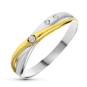 18K SORTIJA ORO BICOLOR DIAMANTES TALLA BRILLANTE 0.025  QTS.