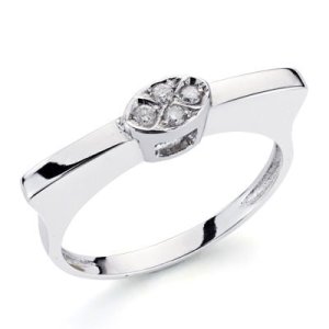 18K SORTIJA ORO BLANCO CON DIAMANTES TALLA BRILLANTE 0.100 QTS.
