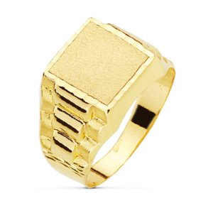 18K SELLO ORO AMARILLO CADETE HUECO.  ZONA GRABADO 9 X 9 MM