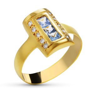 18K SORTIJA ORO AMARILLO LANZADERA CON CIRCONITAS