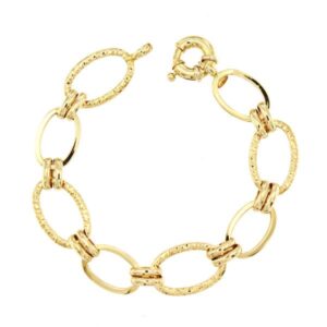 18K PULSERA ORO AMARILLO ESLABONES HUECO 19 CM PESO TOTAL 9.60 GR