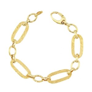 18K PULSERA ORO AMARILLO ESLABONES HUECOS LONGITUD TOTAL 19.5 CM PESO TOTAL 8.40 GR