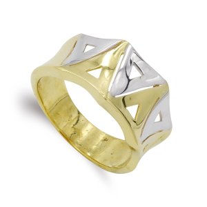 18K SORTIJA ORO BICOLOR TRIANGULOS