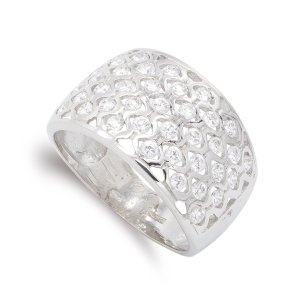 18K SORTIJA ORO BLANCO PANAL CIRCONITAS