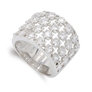 18K SORTIJA ORO BLANCO CON CIRCONITAS