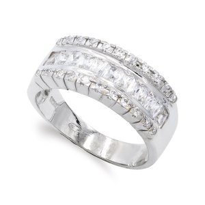 18K SORTIJA ORO BLANCO PIEDRAS Y CIRCONITAS
