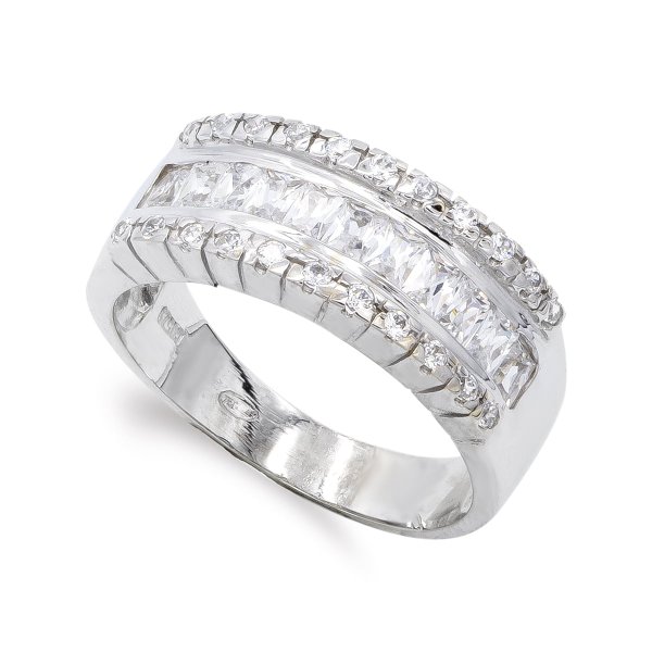 18K SORTIJA ORO BLANCO PIEDRAS Y CIRCONITAS