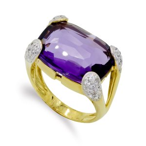 18K SORTIJA ORO AMARILLO PIEDRA RECTANGULAR Y CIRCONITAS