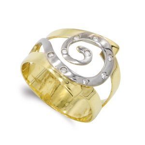 18K SORTIJA ORO BICOLOR CON CIRCONITAS