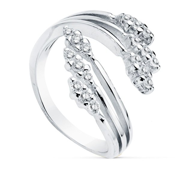18K SORTIJA ORO BLANCO RAMAS CIRCONITAS