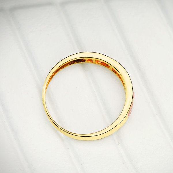 18K SORTIJA ORO AMARILLO 9 CIRCONITAS BLANCAS Y VERDES. ANCHO CUERPO 3.5 MM - Imagen 2