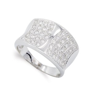 18K SORTIJA ORO BLANCO ANCHA Y CIRCONITAS