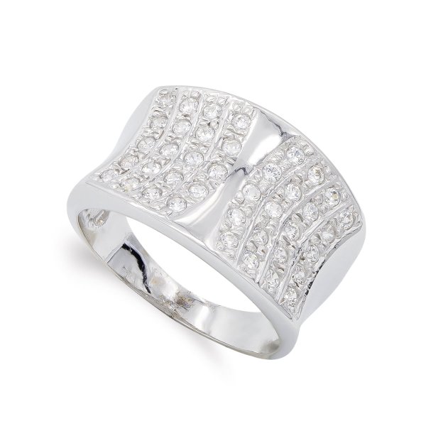 18K SORTIJA ORO BLANCO ANCHA Y CIRCONITAS