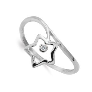 18K SORTIJA ORO BLANCO ESTRELLA 9X9 MM Y CIRCONITAS ANCHO MOTIVO 11 MM