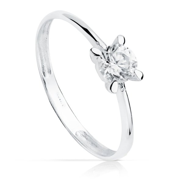 18K SOLITARIO ORO BLANCO CIRCONITA 4.5 MM